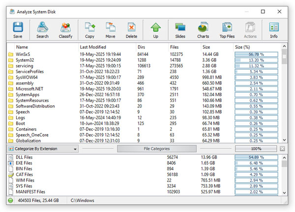 Disk Space Analysis Results