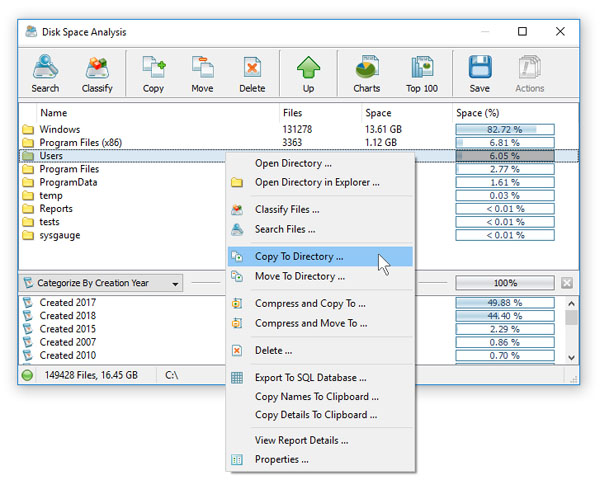 Disk Space Analysis Operations