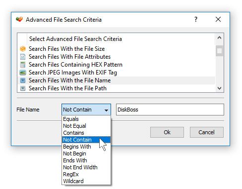 DiskBoss File Classification Negative Rules