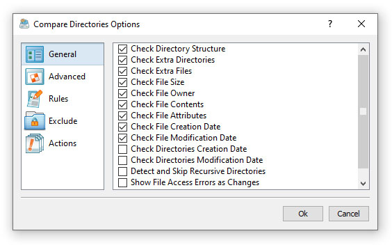 Compare Directories General Options
