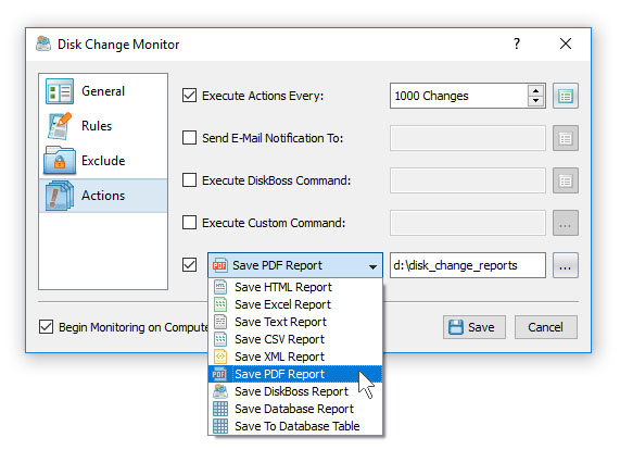 Disk Change Monitoring Reports