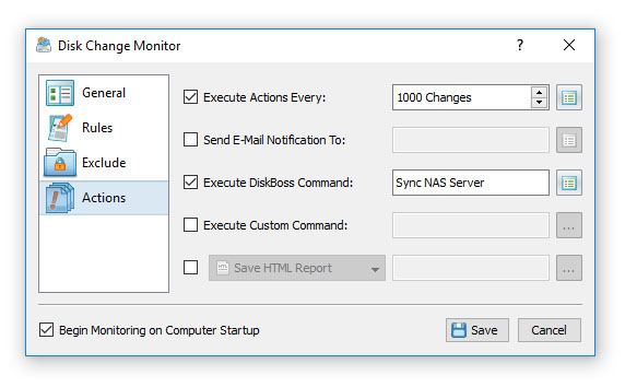 Custom Disk Change Monitoring Actions