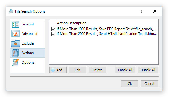 File Search Conditional Actions