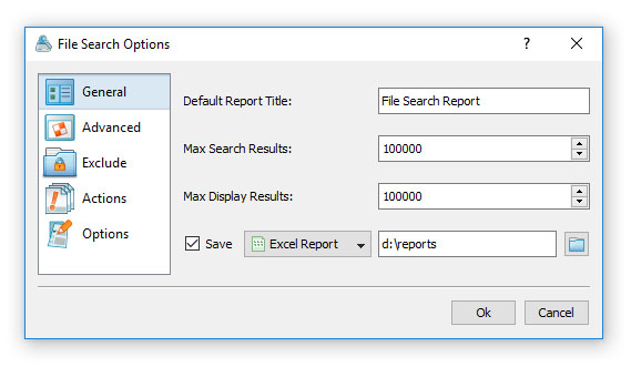 File Search General Options