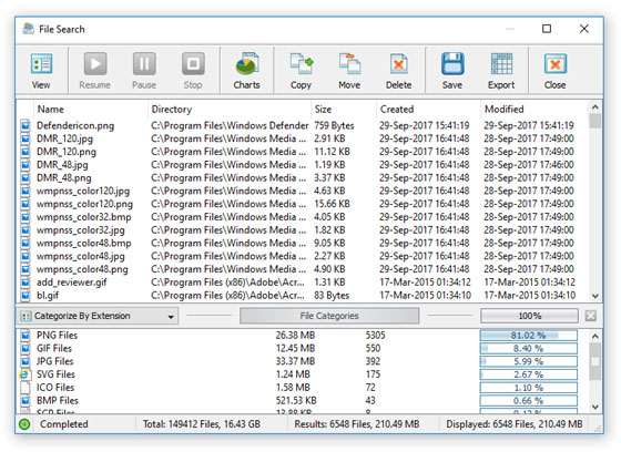 DiskBoss File Search Results