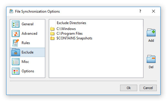 File Synchronization Exclude Directories