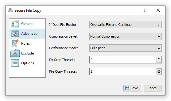 Secure File Copy Advanced Options