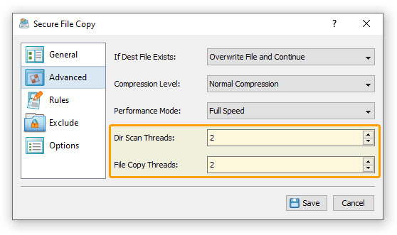 Secure File Copy Performance Options