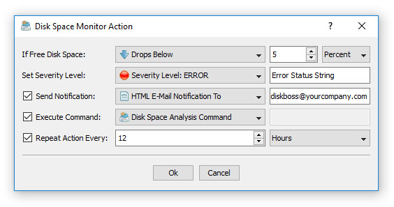 DiskBoss Server Disk Space Monitor Action