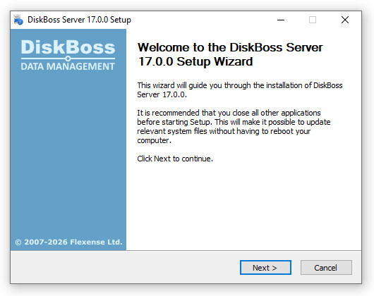 DiskBoss Installation Dialog