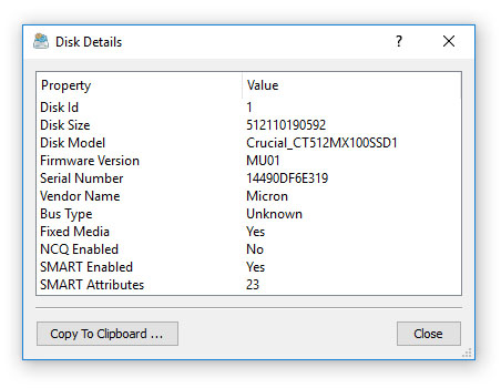 Disk Smart Viewer Details